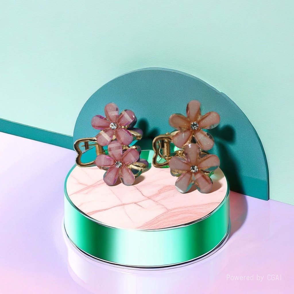 Pink flower-shaped shark hairpin grab clip hair accessory, cute and sweet daily hairstyle decoration