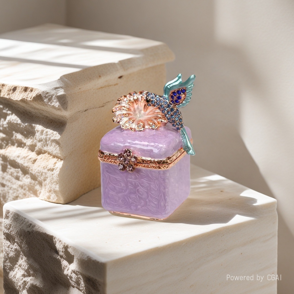 Alloy enamel color handicrafts, hummingbird box, jewelry box, home creative decoration, mini micro-landscape, internet-famous small ornaments