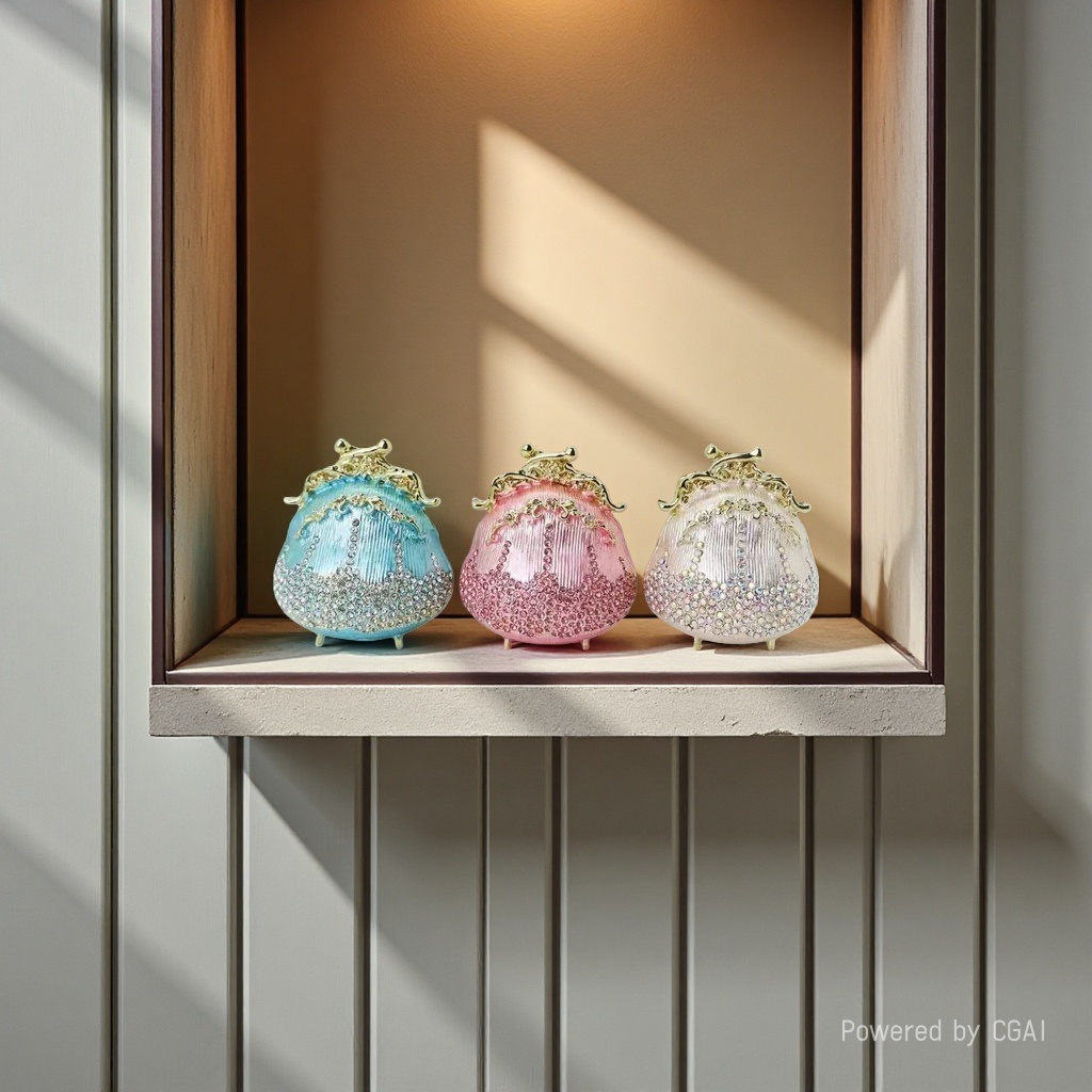 Fashionable wedding return gifts: diamond-encrusted handbags, alloy jewelry boxes, souvenirs, and creative home ornaments details Picture