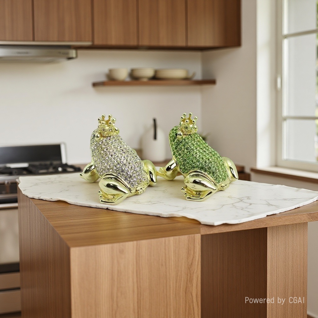 Wholesale of full-diamond crown frog alloy enamel decorative and creative home desktop small ornaments for export Specification image
