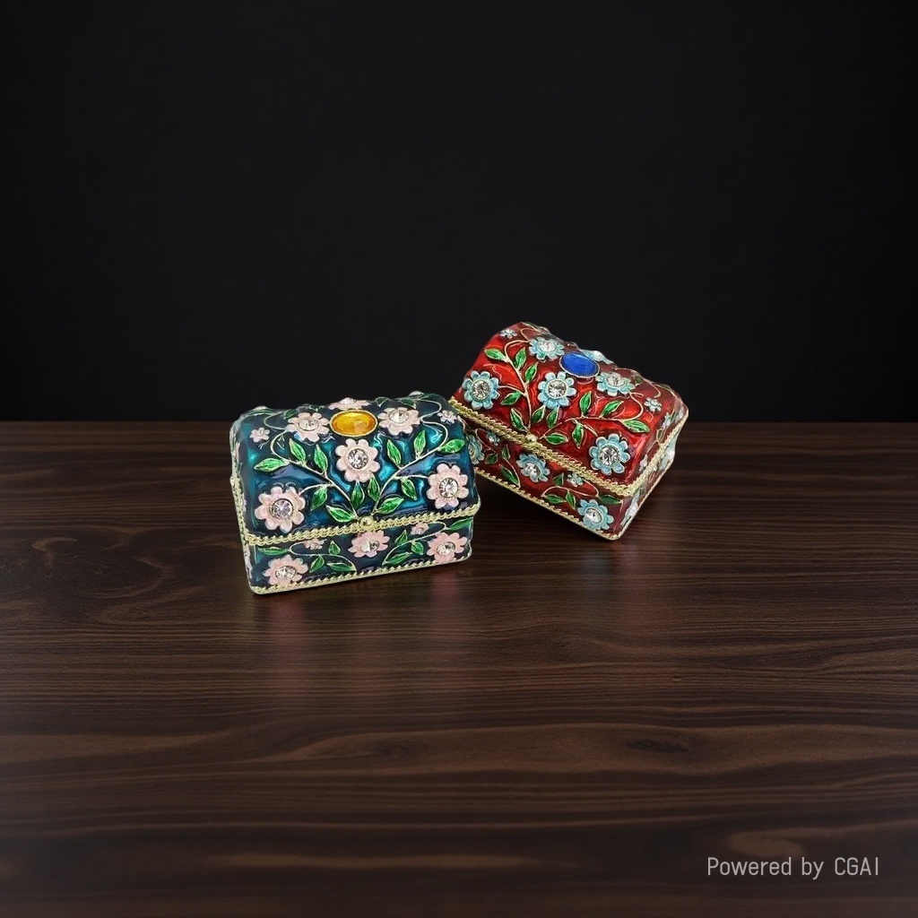 Retro light luxury enamel sunflower treasure box for foreign trade sources, exquisite jewelry box, storage box, home decoration ornaments details Picture