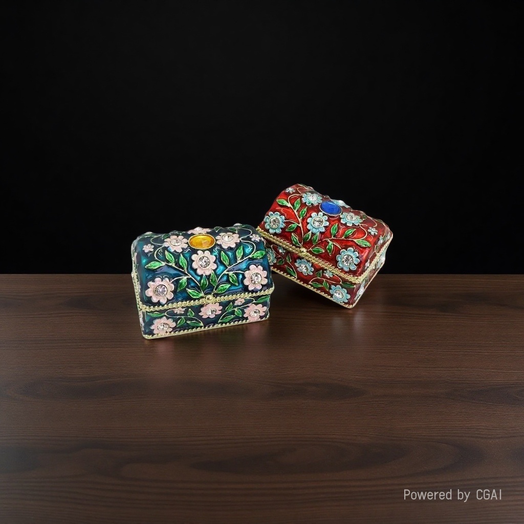 Retro light luxury enamel sunflower treasure box for foreign trade sources, exquisite jewelry box, storage box, home decoration ornaments