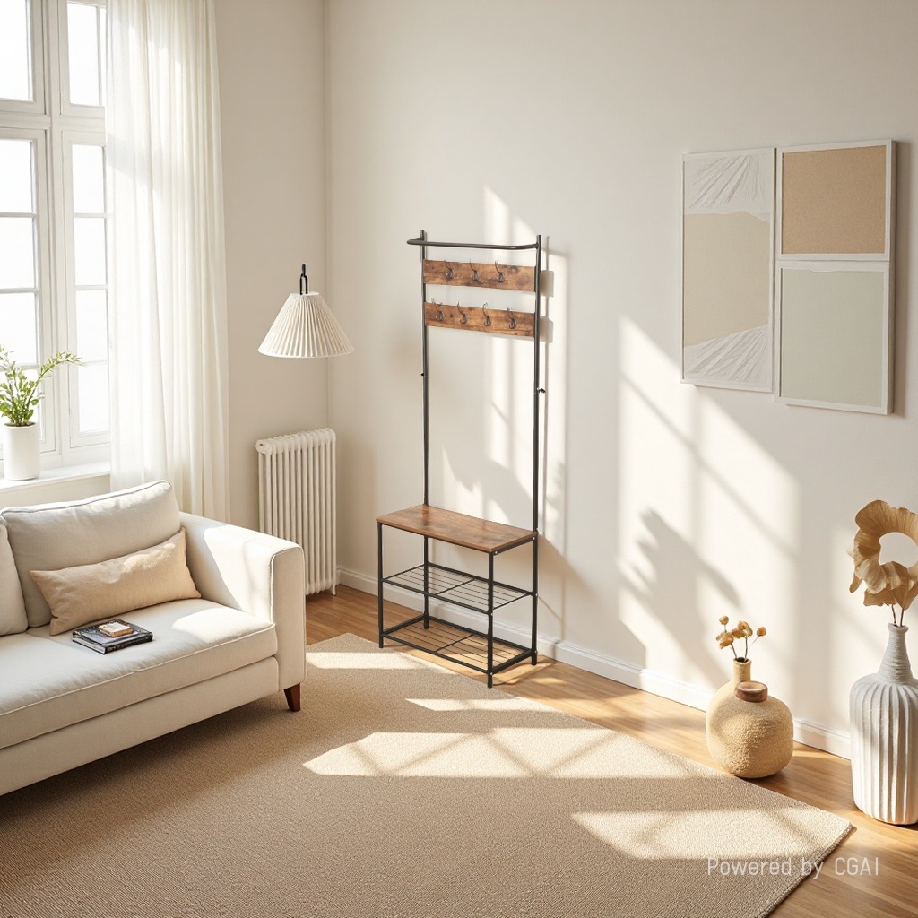 Multi-functional household wardrobe rack, bedroom storage rack, living room entrance storage rack, simple wardrobe rack for storage and organization Specification image