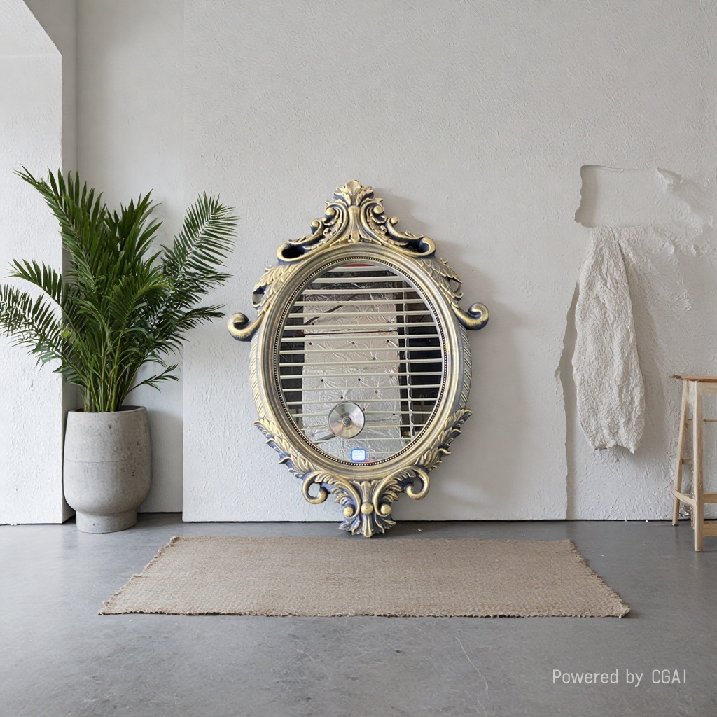 Makeup mirror, bathroom mirror, bathroom mirror, decorative mirror, hotel large wall-mounted mirror, beauty salon European retro bathroom mirror Specification image