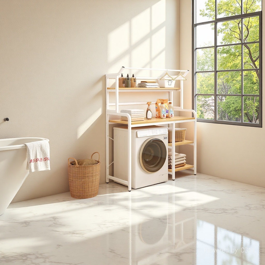 Strong load-bearing floor-standing multi-layer washing machine storage rack, universal drum type multi-purpose rack for balcony and bathroom. [Drum] Four-layer 90*60*165 Specification image