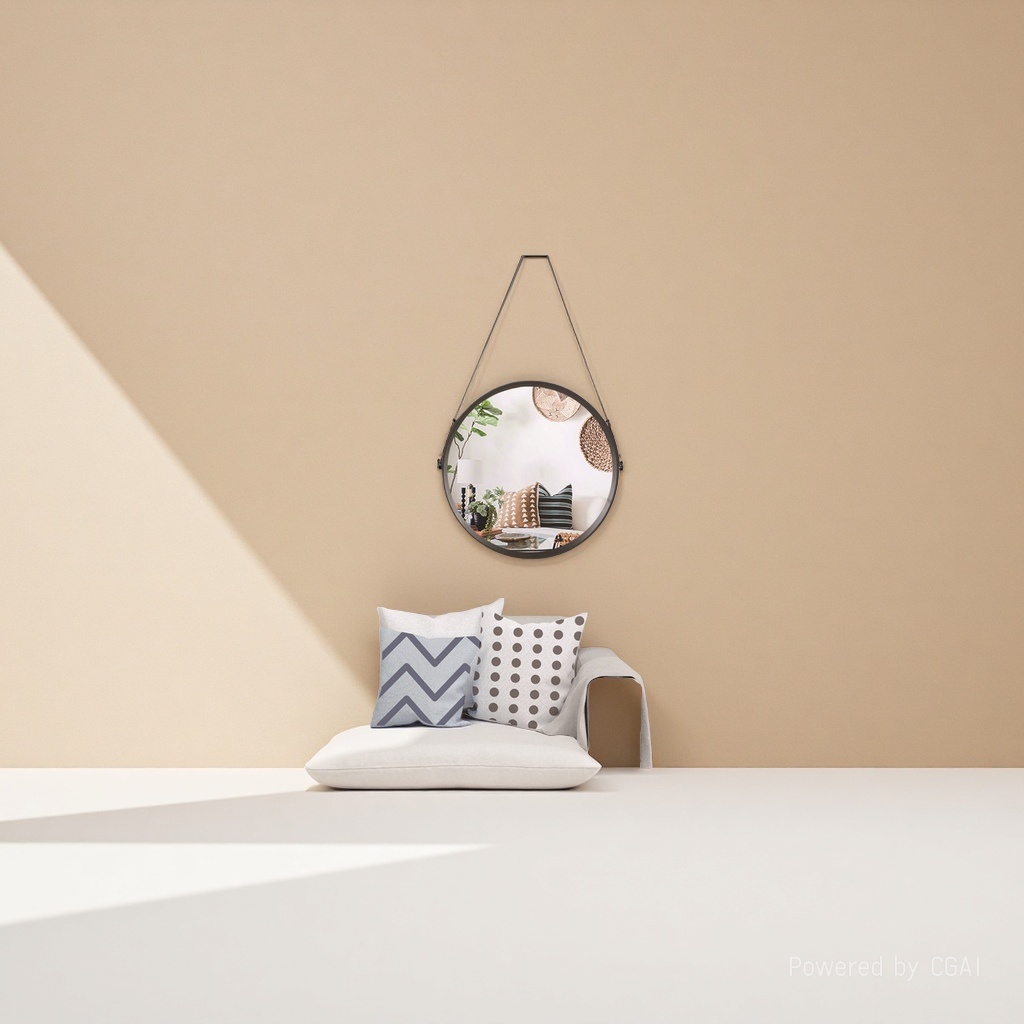 Retro circular wall-mounted mirror, makeup mirror, wall entrance, living room, dining room, background wall, decorative mirror, wall hanging Application Scenario