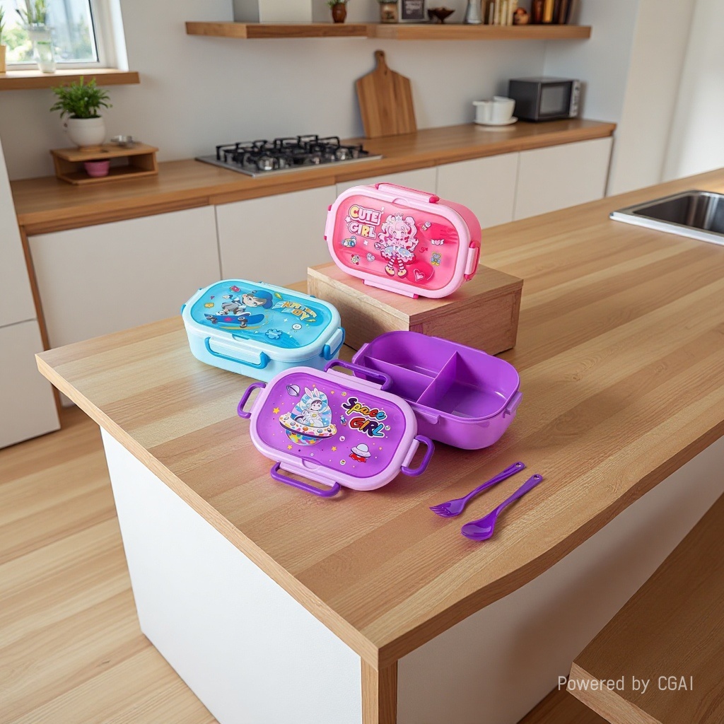 Cartoon pattern electric lunch box, food storage box, plastic lunch box, daily necessities, l leak-proof, sealed and microwave-safe Specification image