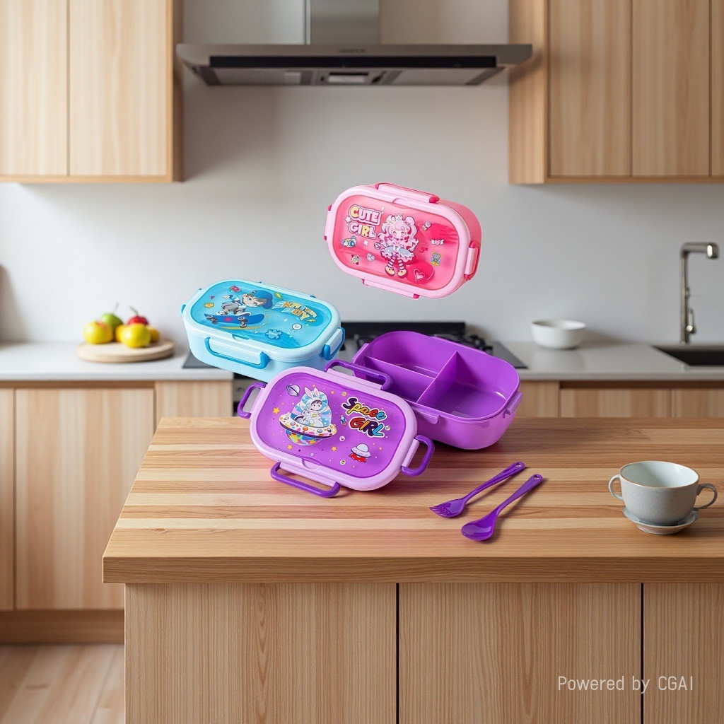 Cartoon pattern electric lunch box, food storage box, plastic lunch box, daily necessities, l leak-proof, sealed and microwave-safe Application Scenario