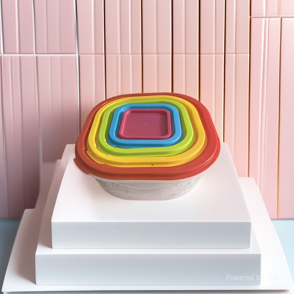Food storage box, round flip-top lid, sealed leak-proof lid, household kitchen storage box, daily necessities details Picture