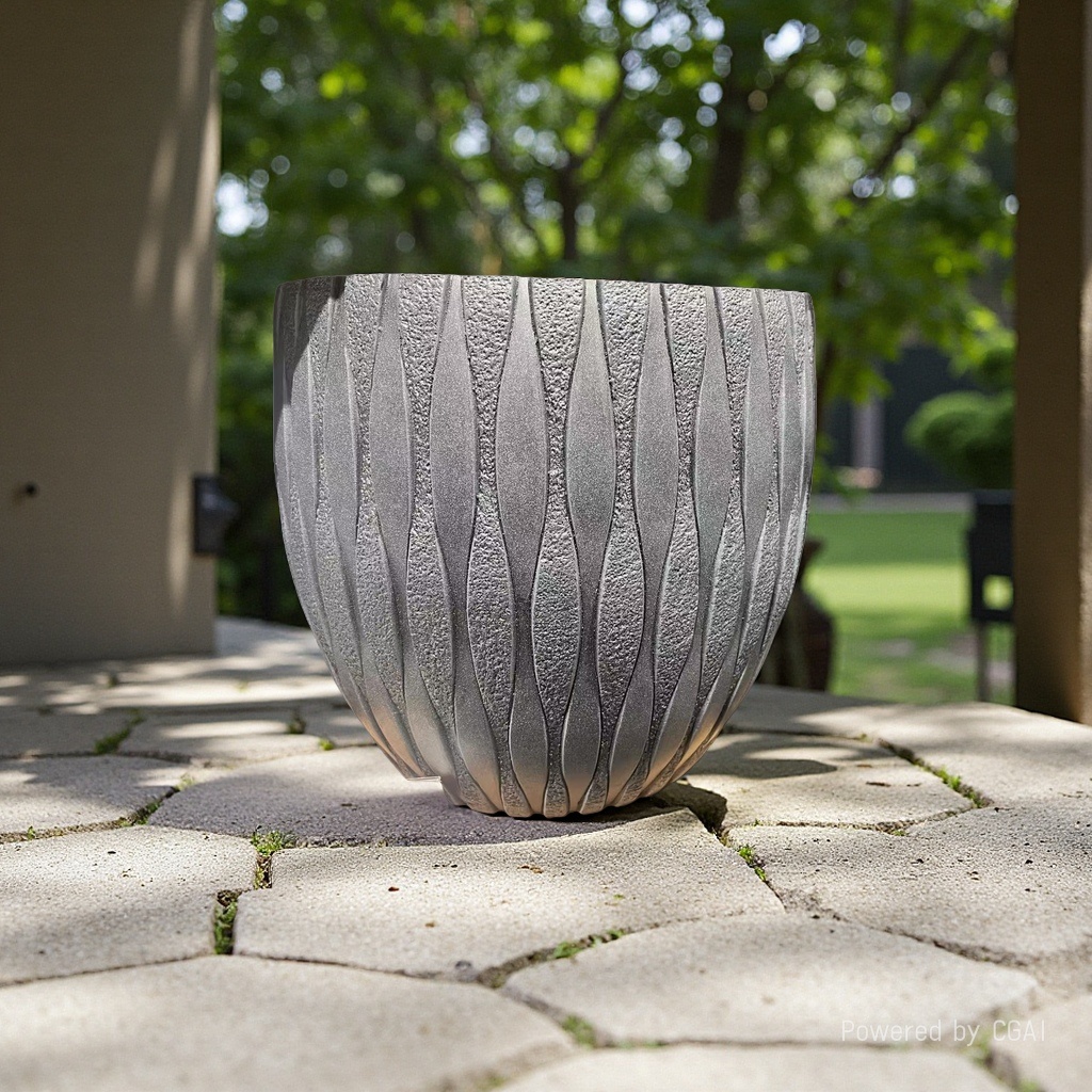 Grey textured hydroponic flower POTS, plastic flower pot ornaments, ceramic flower pot containers