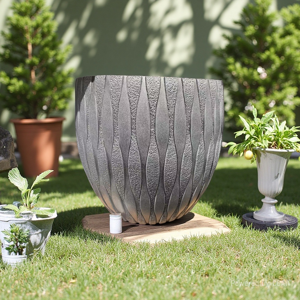 Grey textured hydroponic flower POTS, plastic flower pot ornaments, ceramic flower pot containers details Picture