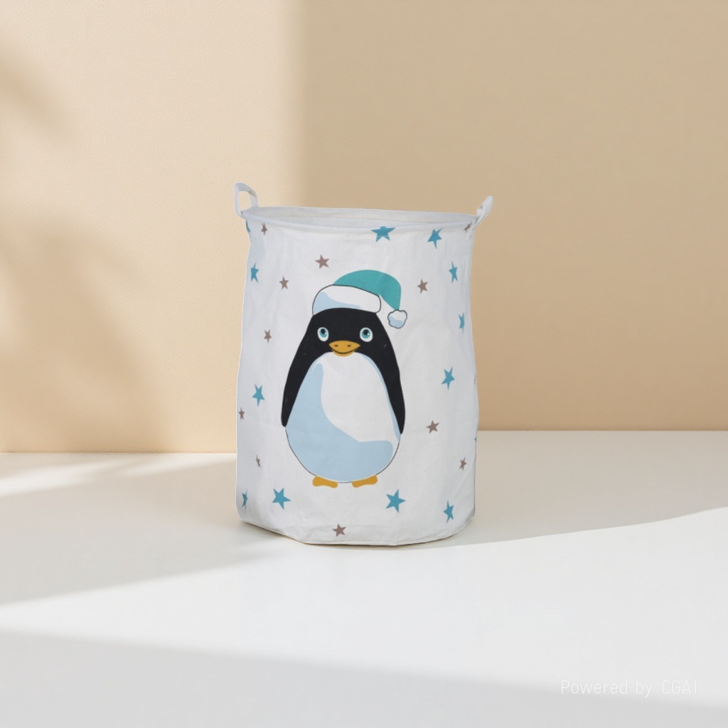 Other people's cotton and linen cartoon fabric dirty clothes basket, foldable waterproof dirty clothes basket, round fabric storage bucket, Crown Lion 113027791 Specification image