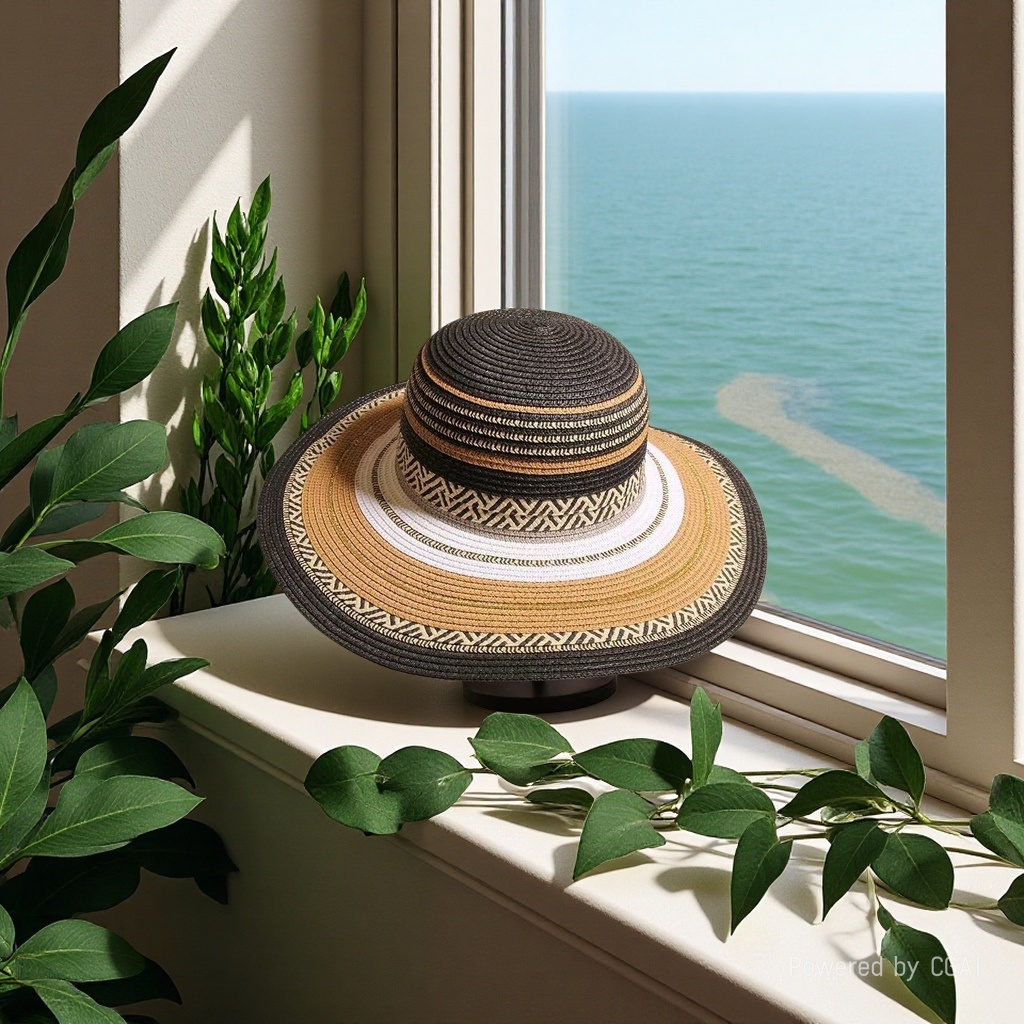 Women's summer straw hats, colorful straw woven beach hats, ethnic style seaside vacation sun protection hats, travel outdoor leisure breathable sun hats, Lafite grass hats Application Scenario
