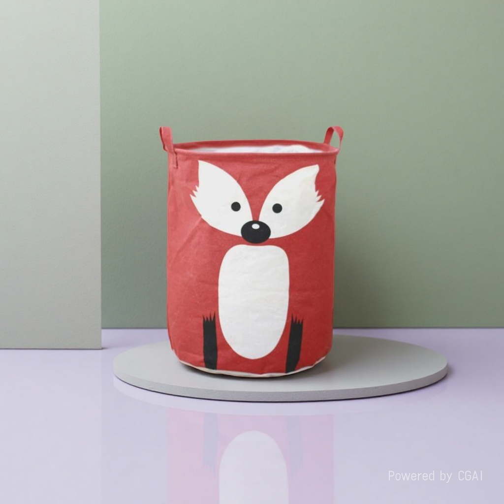 Cartoon thickened canvas dirty clothes basket, large capacity, foldable, ins style wholesale 133646574 Specification image