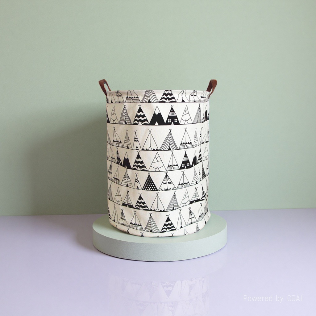 Nordic household fabric cotton and linen dirty clothes basket, large foldable waterproof dirty clothes storage basket, toy basket, storage bucket 134136277 details Picture