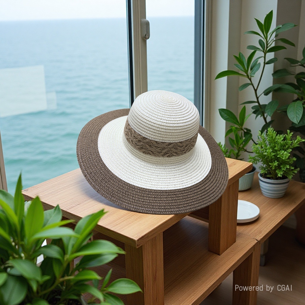 Women's summer straw hat, colorful wide-brimmed straw woven beach hat, seaside vacation sun protection hat, travel outdoor leisure breathable sun hat, Lafite grass hat thumbnail