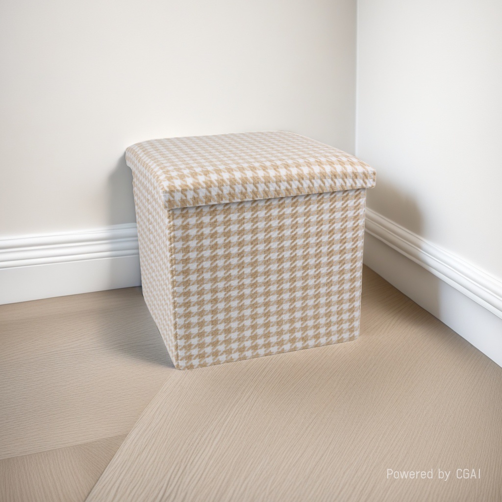 Multi-functional foldable cotton and linen storage stool, storage box, organizing box, shoe-changing stool, fabric storage stool for adults details Picture
