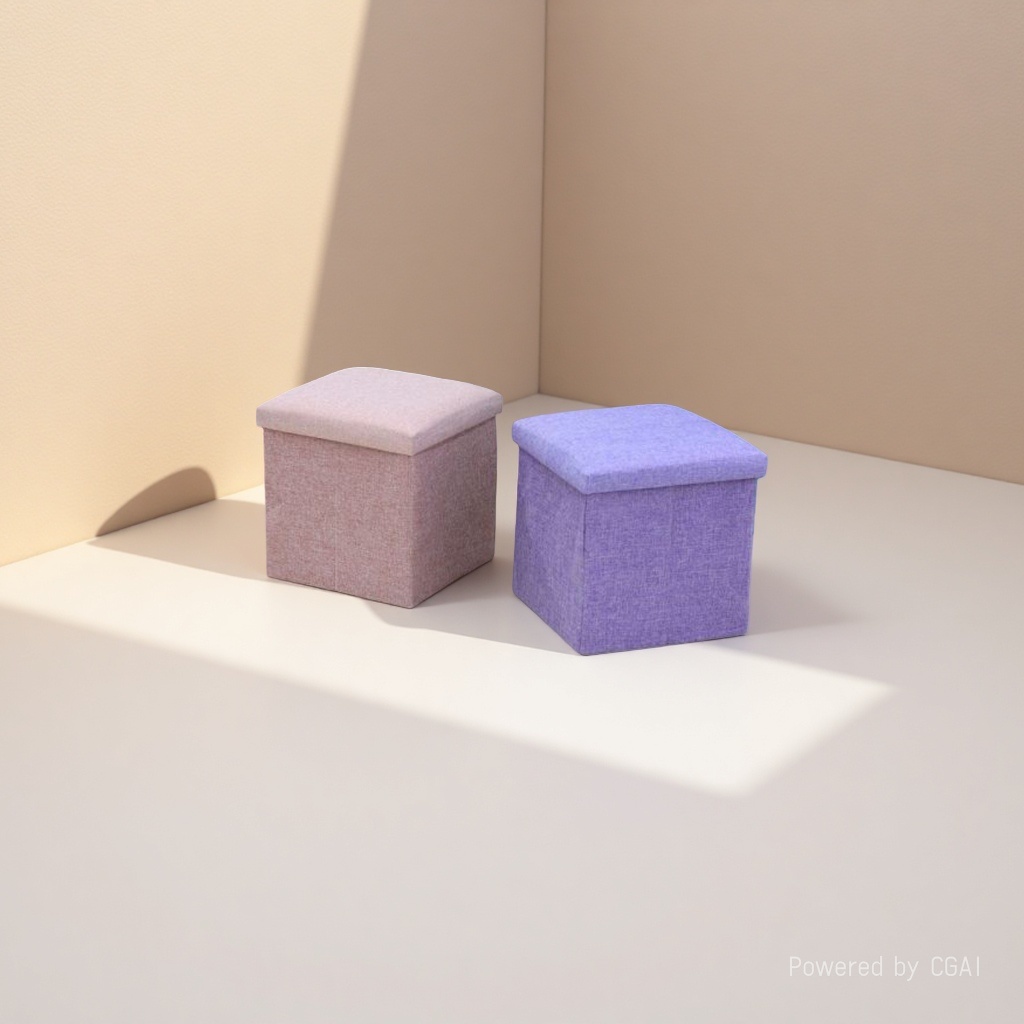 The fabric multi-functional square folding storage stool measures 30*30*30 and is a household stool storage seat details Picture