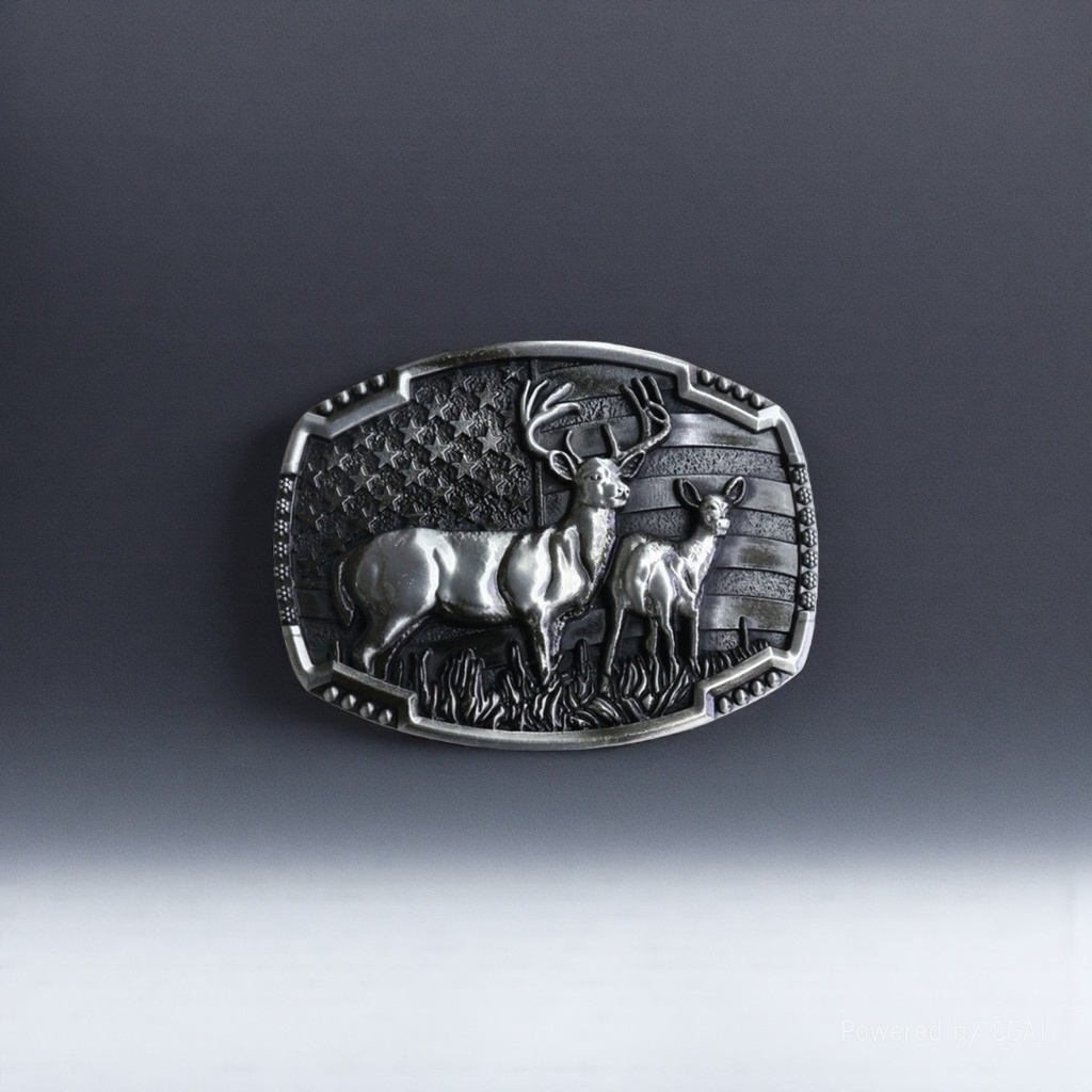 Aleación de zinc metal deer patrón hilo de hierro botón de cinturón cabeza hombre simple hebilla de cinturón accesorios details Picture