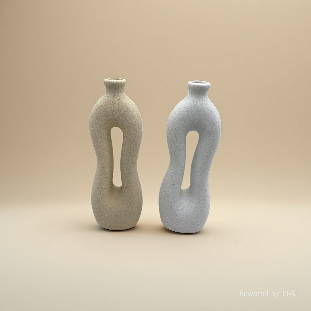 Sand glaze vase ceramic flower arrangement, high-end creative cross-border vintage ins style, high appearance level shell ceramic vase decoration details Picture