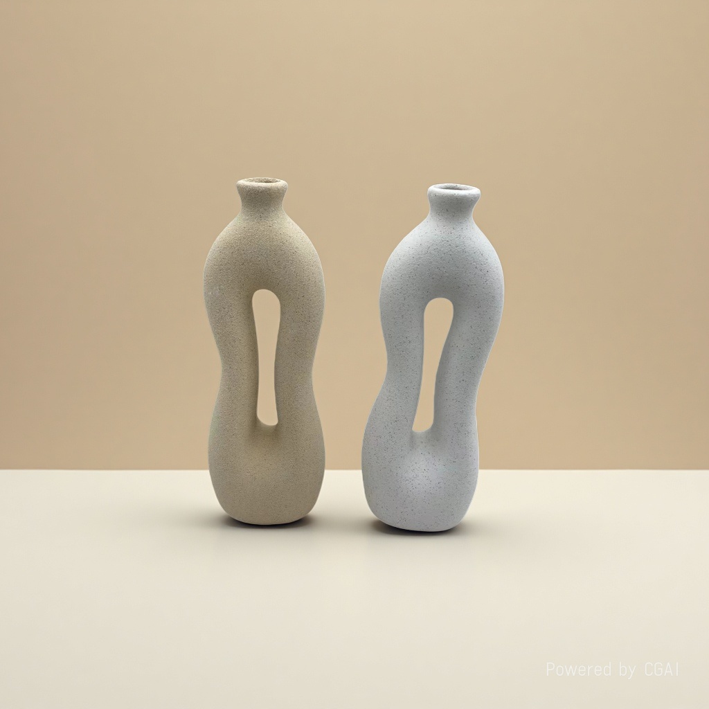 Sand glaze vase ceramic flower arrangement, high-end creative cross-border vintage ins style, high appearance level shell ceramic vase decoration