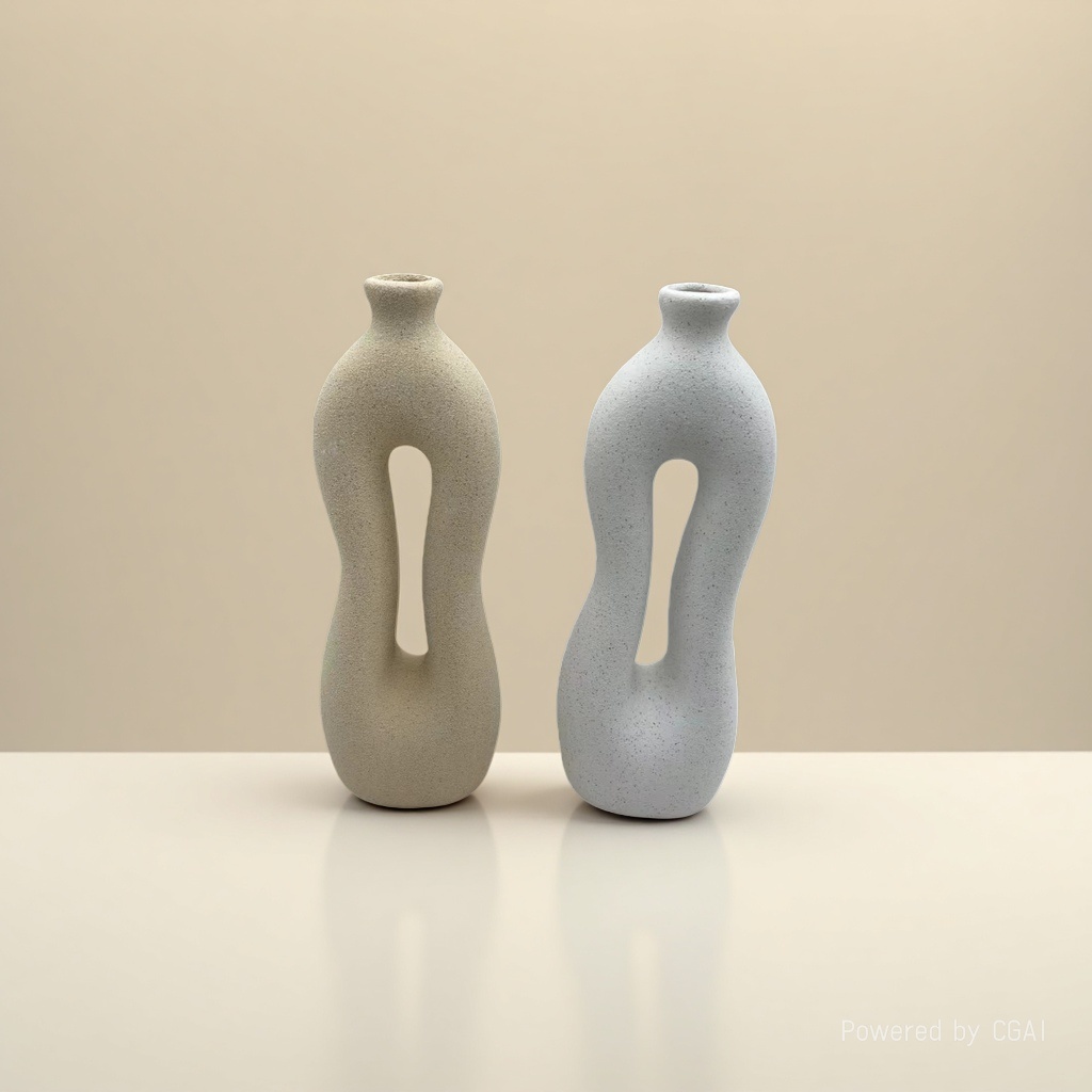 Sand glaze vase ceramic flower arrangement, high-end creative cross-border vintage ins style, high appearance level shell ceramic vase decoration Specification image