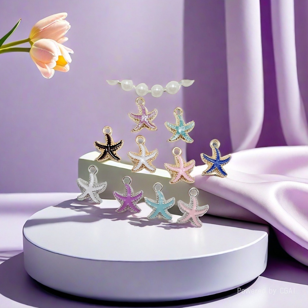 New multi-color oil-dripping alloy starfish series pendants, pendants, diy bracelets, necklaces, accessories, hair ornaments and keys Specification image