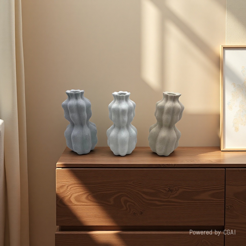 Wavy creative sand glaze vase, living room home decoration, ins model room dining table, ceramic entrance decoration, rain stone details Picture