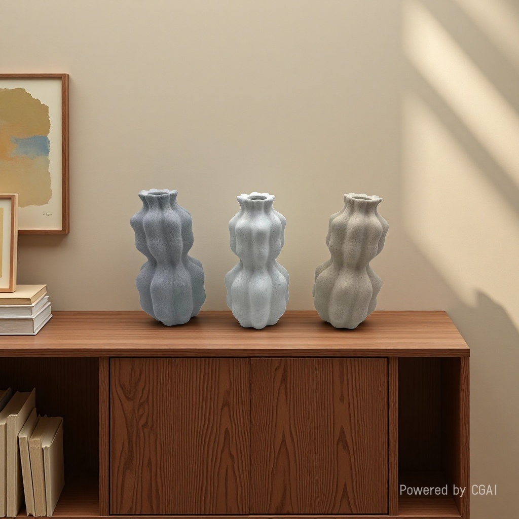 Wavy creative sand glaze vase, living room home decoration, ins model room dining table, ceramic entrance decoration, rain stone Application Scenario