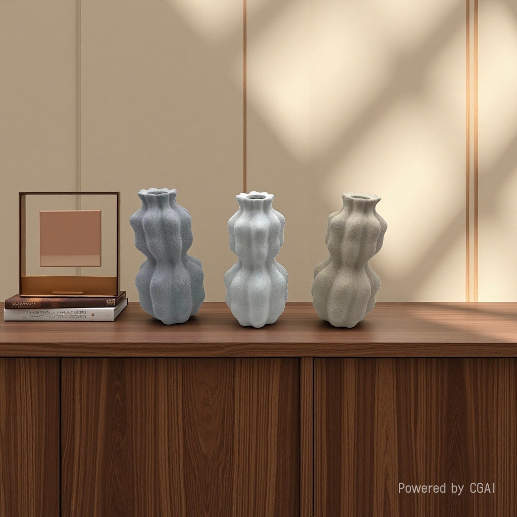 Wavy creative sand glaze vase, living room home decoration, ins model room dining table, ceramic entrance decoration, rain stone Specification image