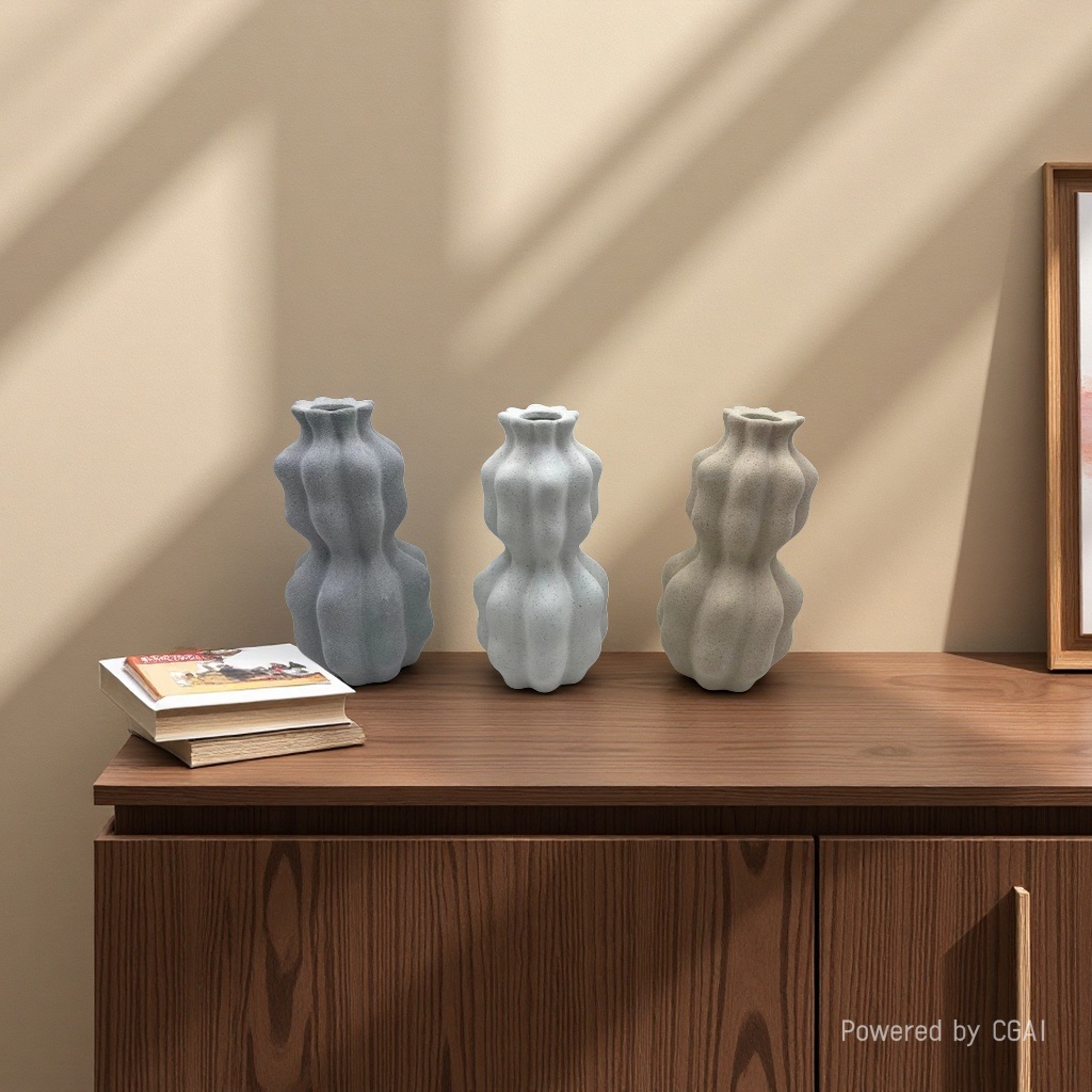 Wavy creative sand glaze vase, living room home decoration, ins model room dining table, ceramic entrance decoration, rain stone