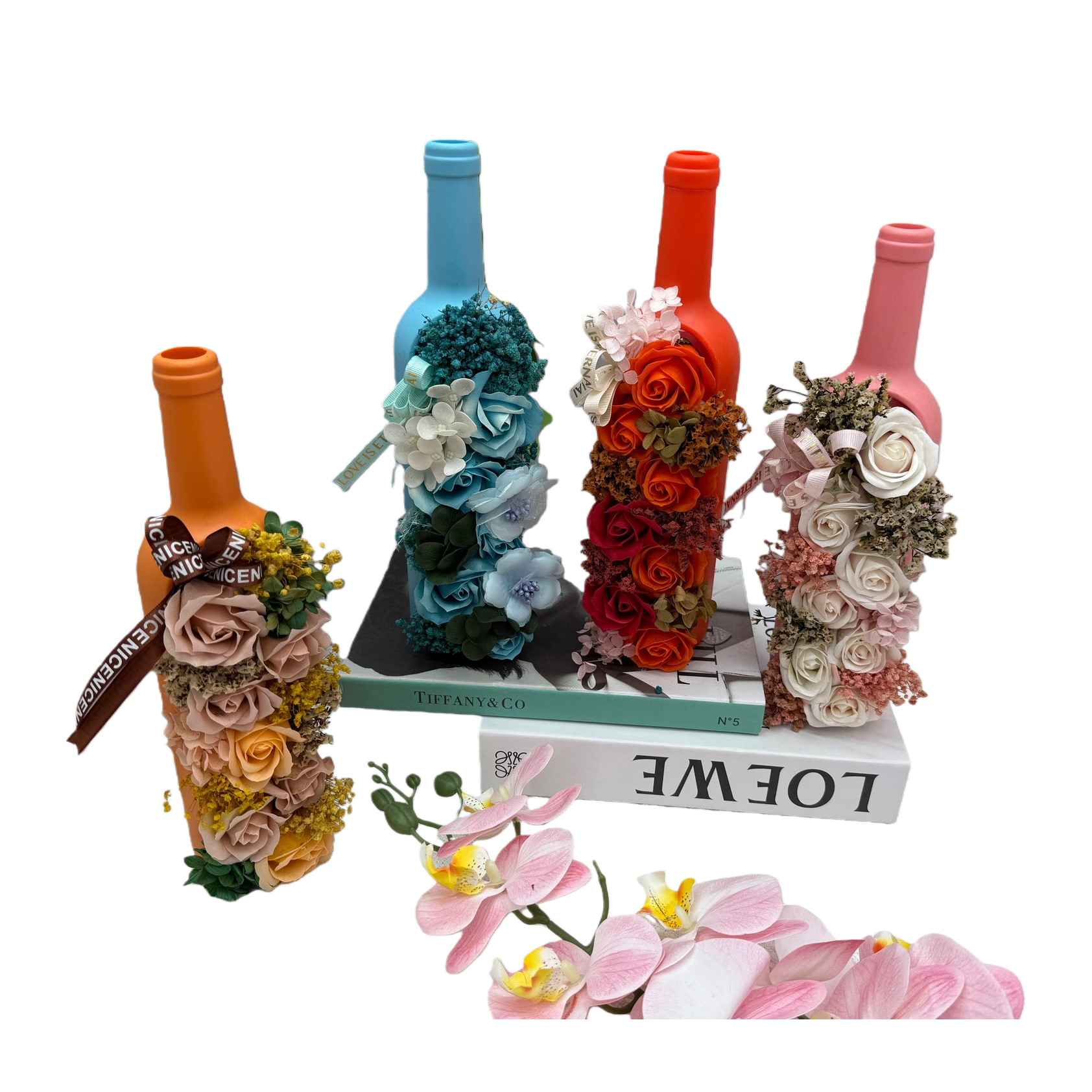 钩织/毛线太阳花/郁金香仿真花/钩织花/毛线向日葵销量白底实物图