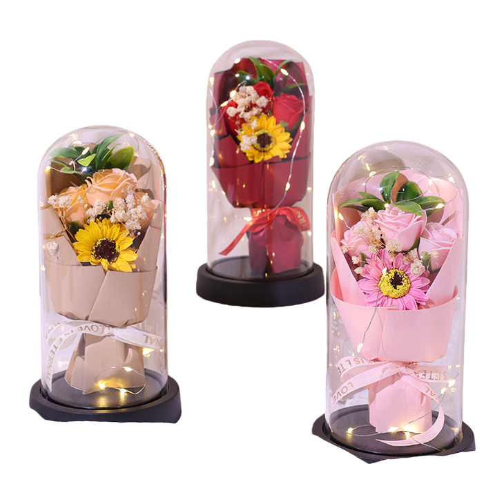 Caja de regalo de flores de simulación, caja transparente de flores de rosa de simulación regalo de flores de simulación 085327856 Item Picture