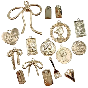 DIY jewelry accessories, golden tag series, alloy pendants, earrings, keychains, pendants, ins women's headwear pendants Item Picture
