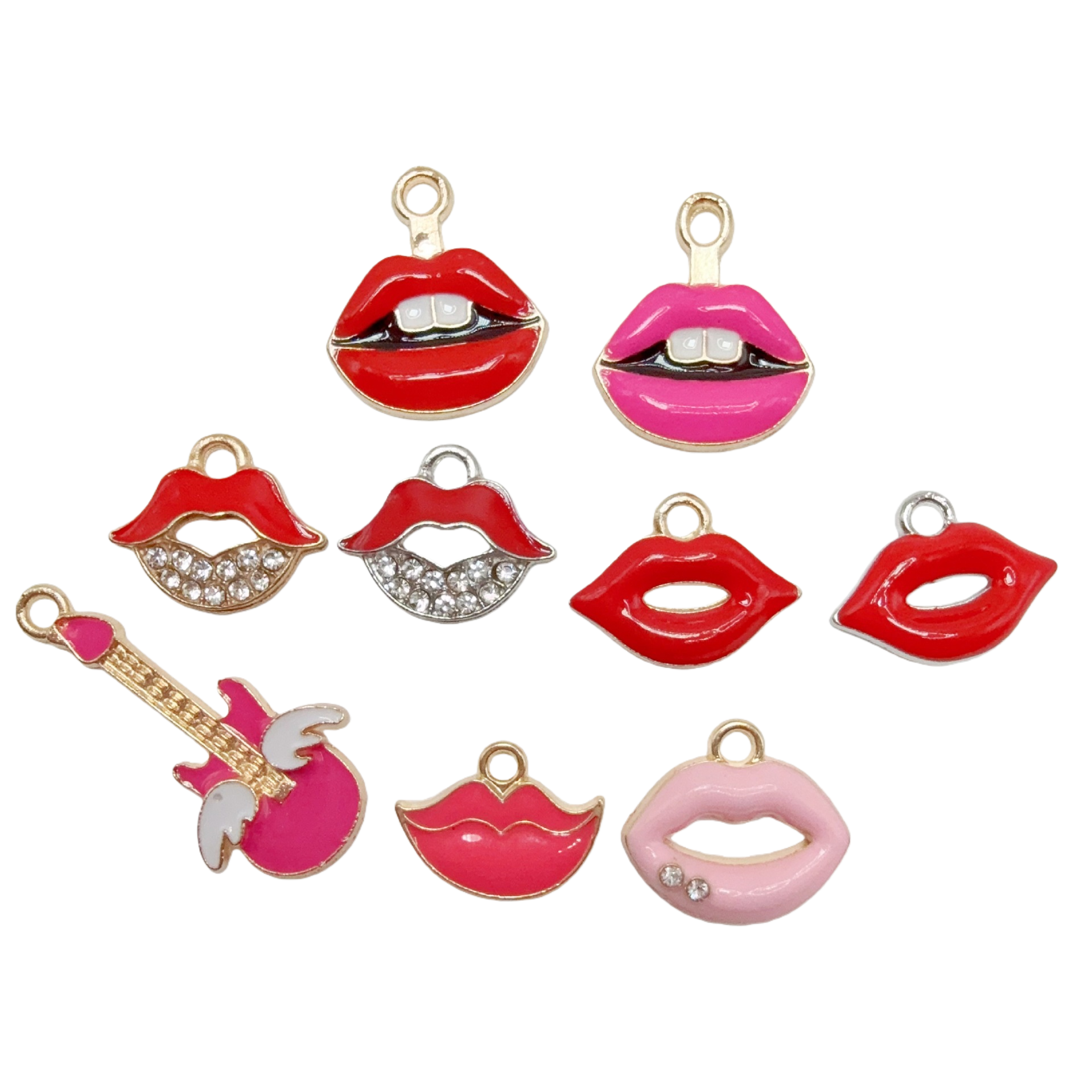 DIY alloy jewelry accessories, oil-dripping lipstick pendants, necklaces, bracelets, earrings, natural Tianhe stone loose beads Item Picture