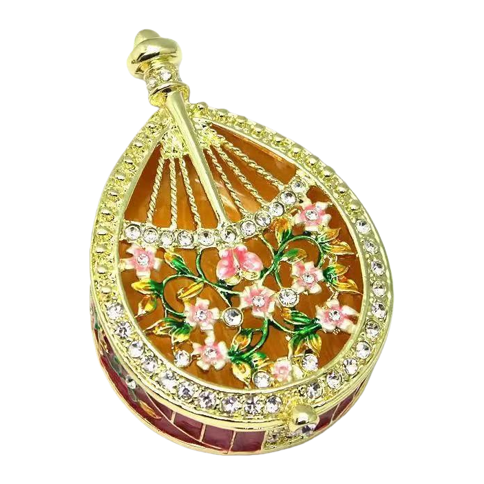 Metal handicrafts, enamel jewelry boxes, popular light luxury Chinese-style home furnishings, creative pipa small ornaments as gifts Item Picture