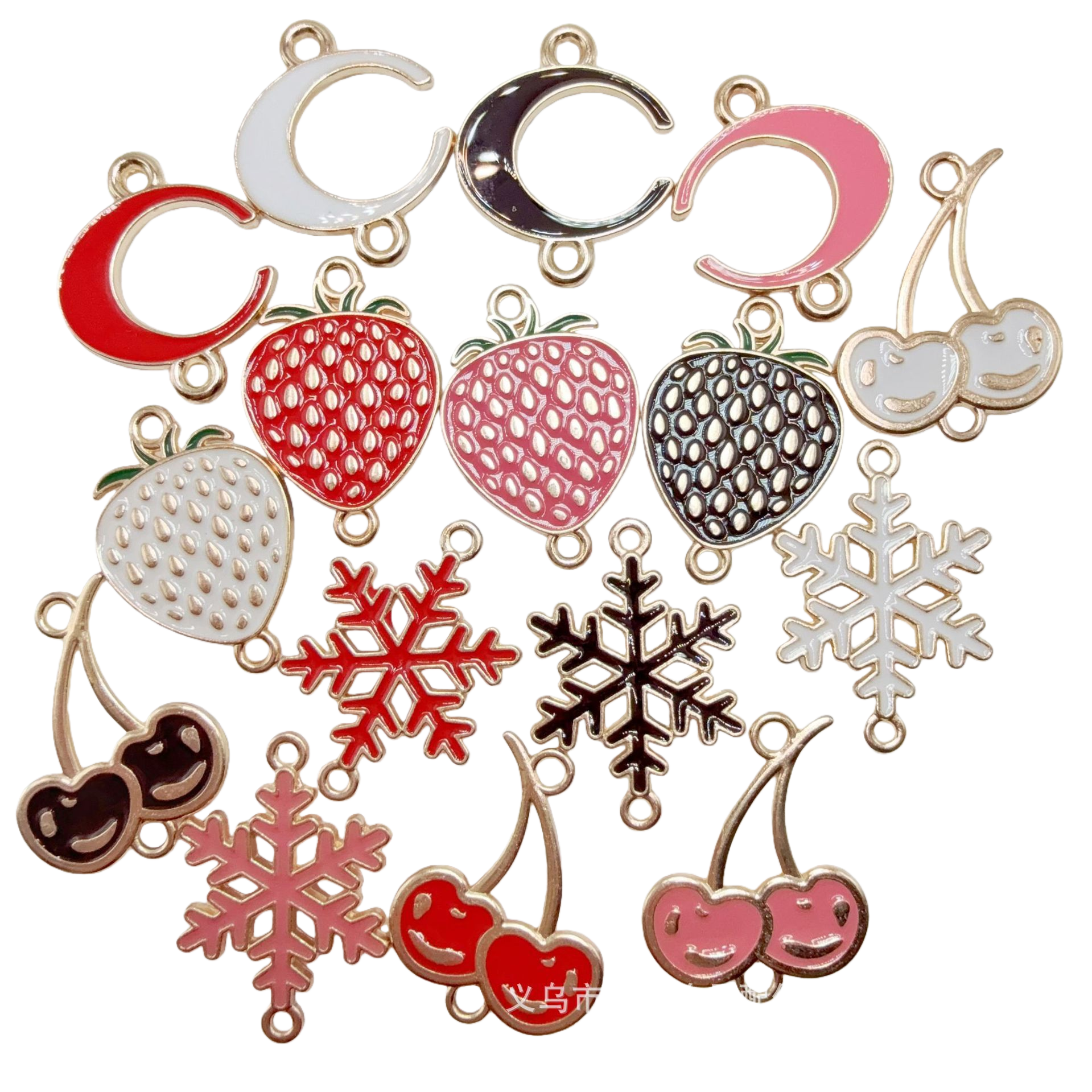 diy jewelry accessories, double-hanging fruit series, double-sided oil-dripping earrings, pendants, bracelets, necklaces, pendants, keychains Item Picture