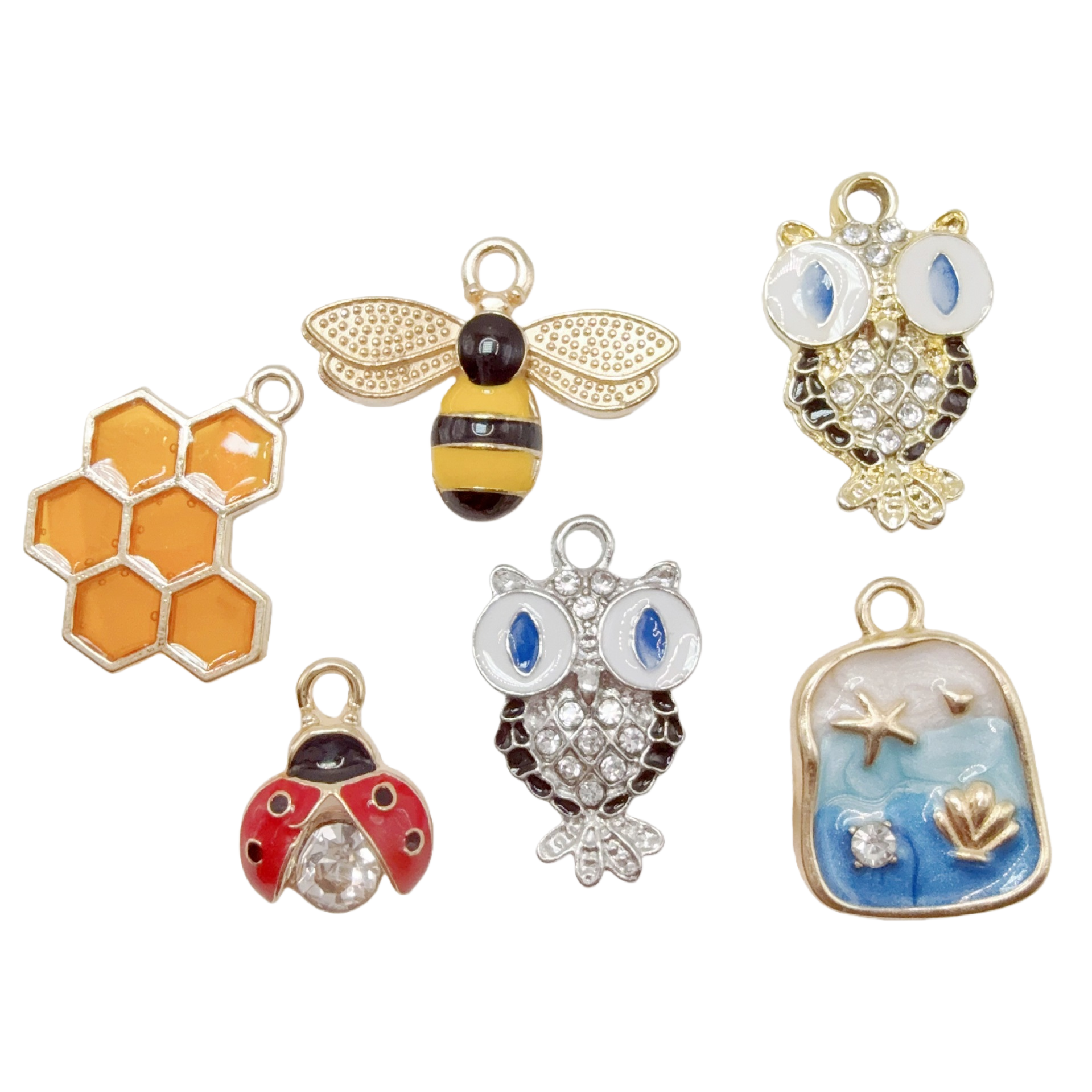 Bee alloy oil-dripping accessory pendant, creative DIY jewelry accessory necklace, bracelet, earring, key chain pendant Item Picture