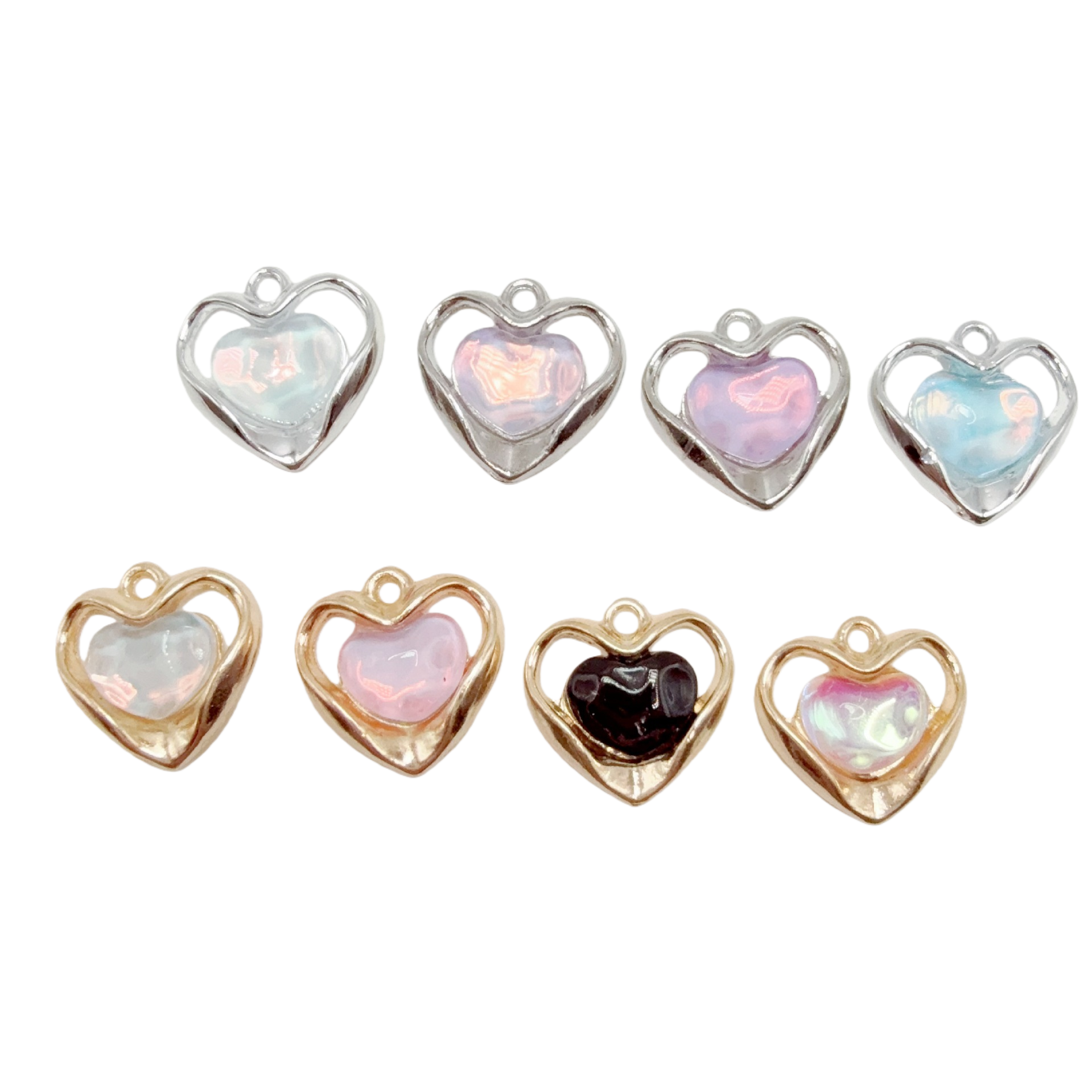 diy pink butterfly heart pendant jewelry accessories, gold pendant jewelry, beaded necklace, bracelet, bracelet, earrings Item Picture