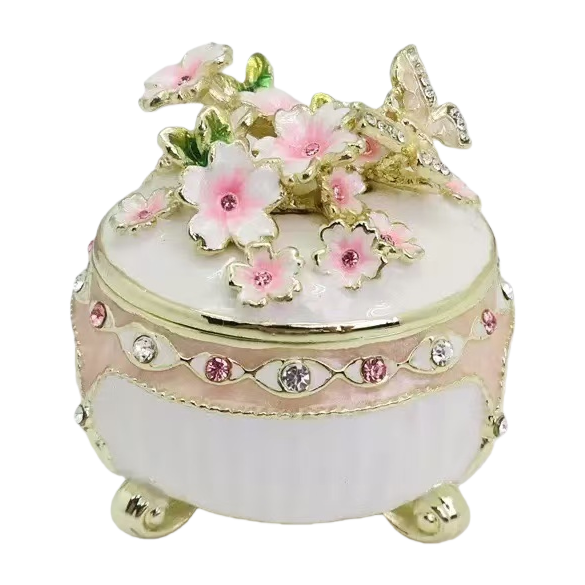 Light luxury enamel cherry blossom jewelry box, ring, stud storage, home entrance hall, living room, dressing table, decorative items and accessories storage Item Picture