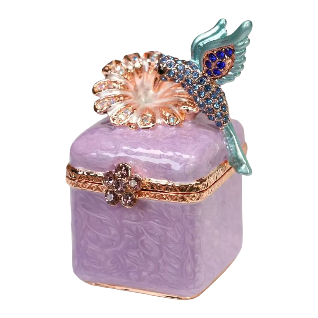 Alloy enamel color handicrafts, hummingbird box, jewelry box, home creative decoration, mini micro-landscape, internet-famous small ornaments Item Picture
