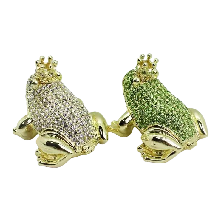 Wholesale of full-diamond crown frog alloy enamel decorative and creative home desktop small ornaments for export Item Picture