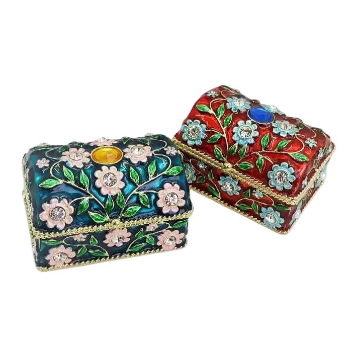 Retro light luxury enamel sunflower treasure box for foreign trade sources, exquisite jewelry box, storage box, home decoration ornaments Item Picture