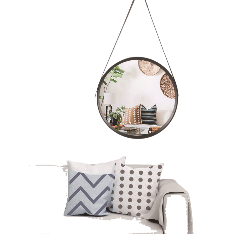 Retro circular wall-mounted mirror, makeup mirror, wall entrance, living room, dining room, background wall, decorative mirror, wall hanging Item Picture