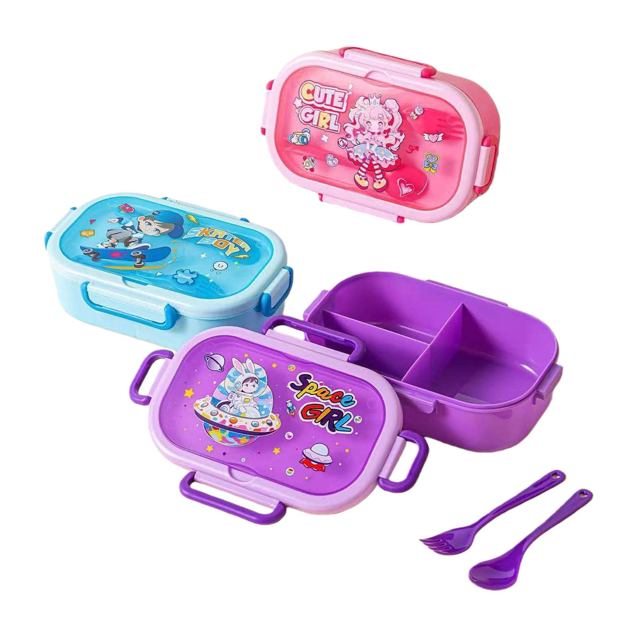 Cartoon pattern electric lunch box, food storage box, plastic lunch box, daily necessities, l leak-proof, sealed and microwave-safe Item Picture