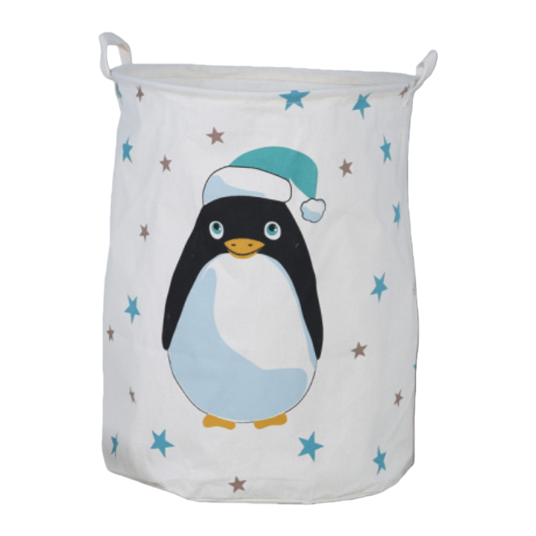 Other people's cotton and linen cartoon fabric dirty clothes basket, foldable waterproof dirty clothes basket, round fabric storage bucket, Crown Lion 113027791 Item Picture