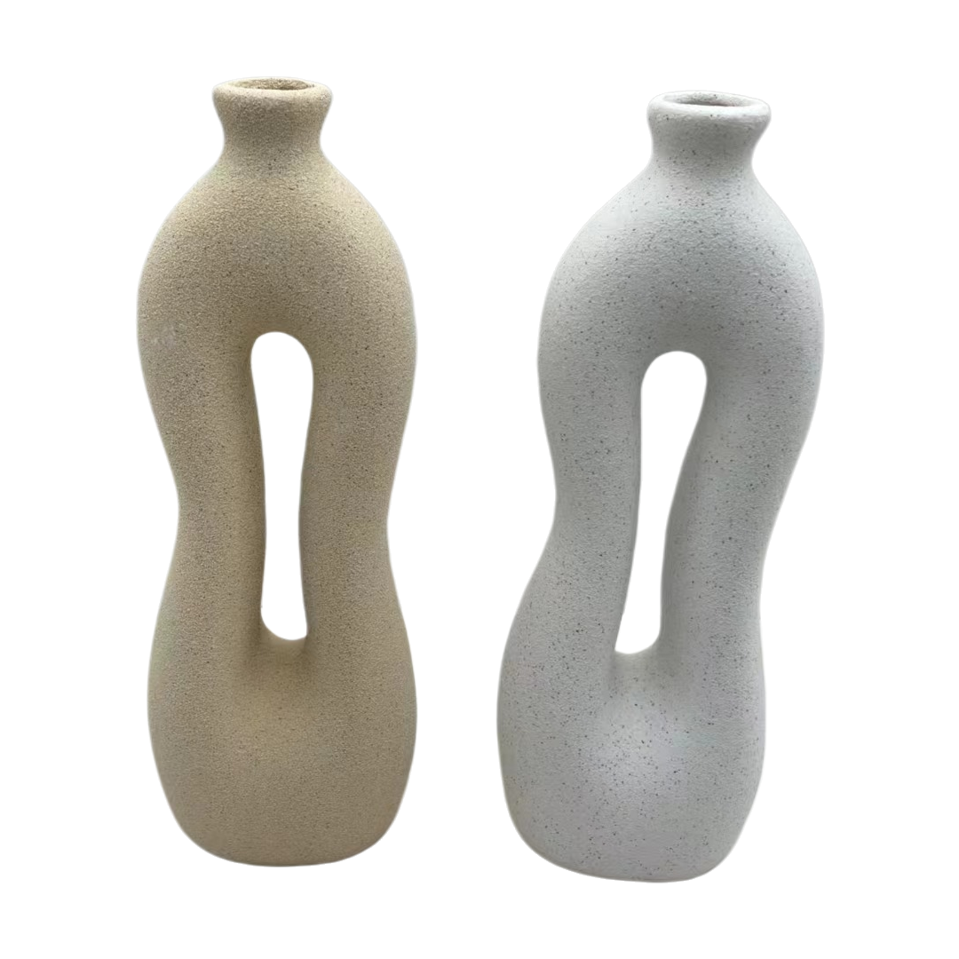Sand glaze vase ceramic flower arrangement, high-end creative cross-border vintage ins style, high appearance level shell ceramic vase decoration Item Picture