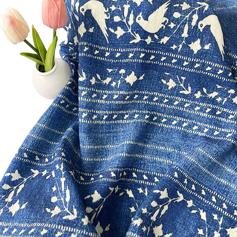 Tie-dyed new Chinese-style digital printed fabric, brocade cotton fabric, ethnic style cheongsam dress top, Hanfu fabric Item Picture