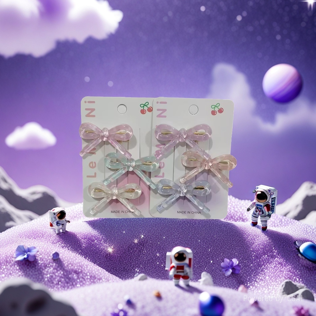 Korean inS-style campus checkered, colorful and transparent bow duckbill clips, simple and versatile bangs clips, and niche headwear Specification image