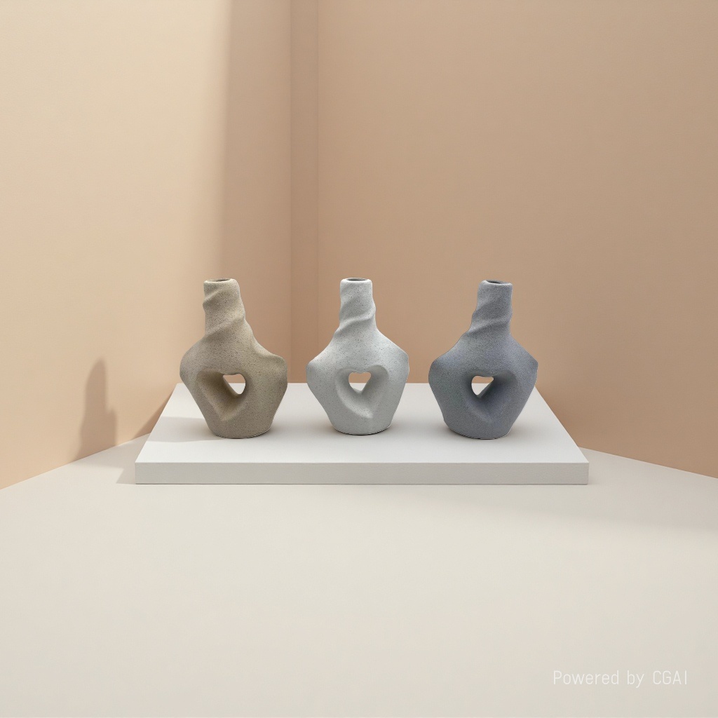 Creative abstract geometric ceramic sand glaze vases, high-end decorative items, home living room decoration, table flower vases wholesale Application Scenario